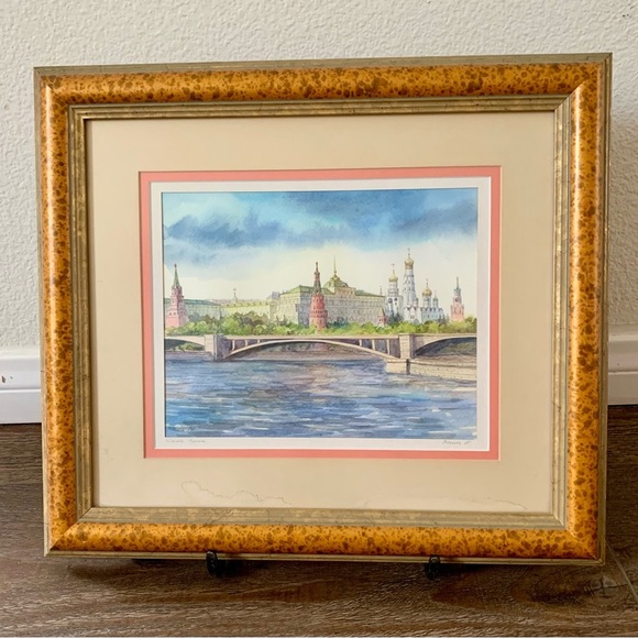 Moskva Kremlin Watercolor Picture Art 12.5/14” - Picture 1 of 14